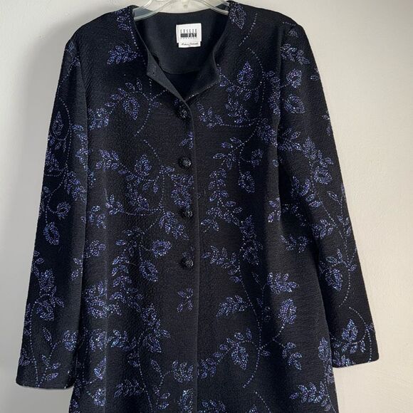 Leslie Fay sparkle floral button-down jacket size 10 - Picture 1 of 8